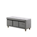 Ore International ORE International HB4805 17.5 in. Appleby Slate Gray Tufted Bench with Storage Basket Drawers HB4805